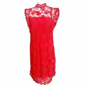 WILLOW & CLAY Embroidered Lace & Pom Dress